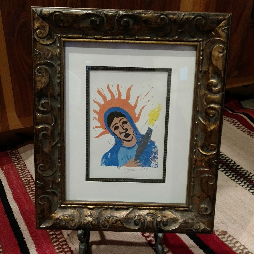 Wood Framed Signed " Our Lady of Sorrows"